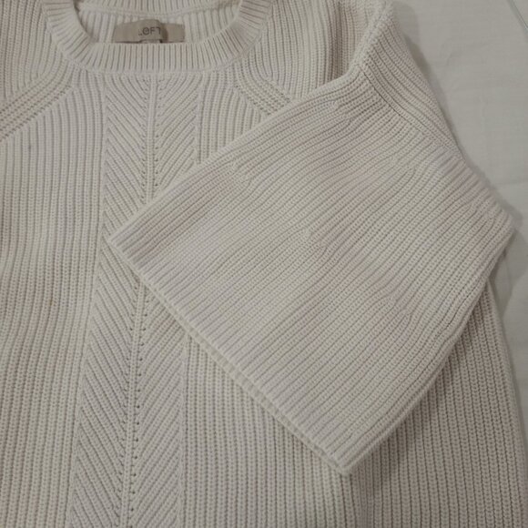 LOFT CREAM KNIT WITH FLARED SHORT SLEEVE SWEATER WOMEN SIZE XL - Picture 2 of 10